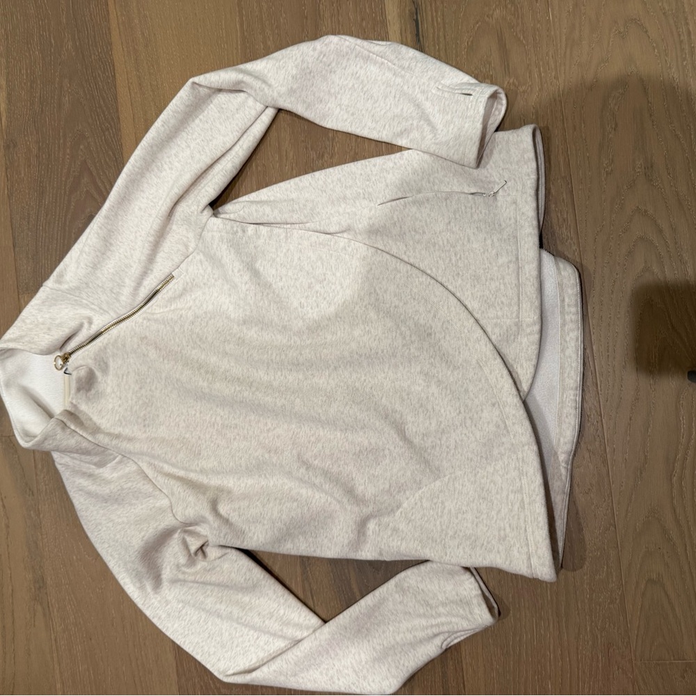 Cream Heathered Athleta Zip-Up Jacket